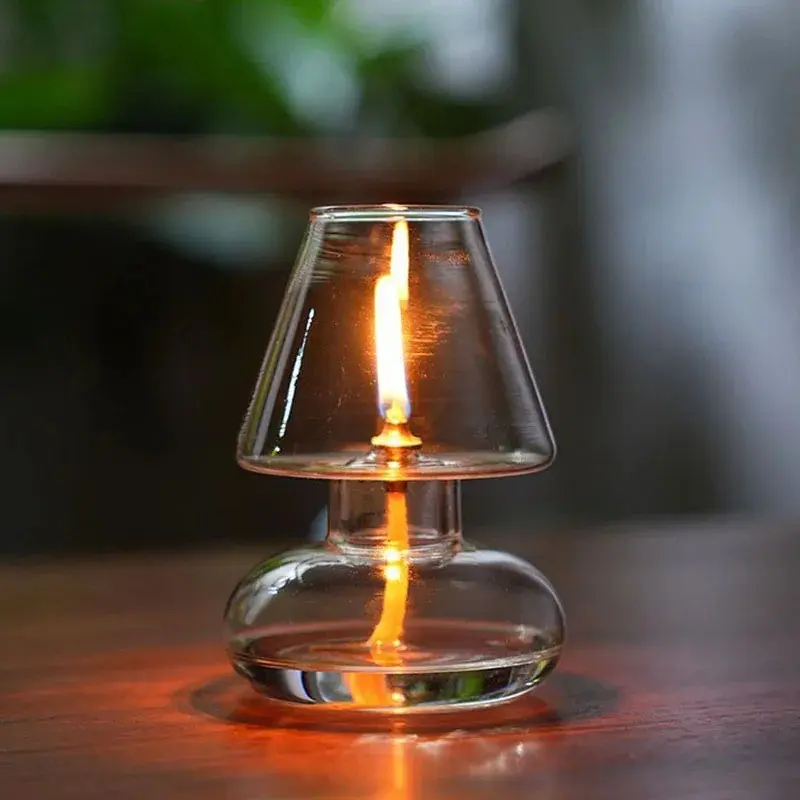 Glass Oil Lamp Home Decor, Elegant Lighting Accessory, Decorative Ambiance Lighting for Living Room & Bedroom, Perfect Gift Idea for Housewarming, Home Decoration Lamp, Atmosphere Light