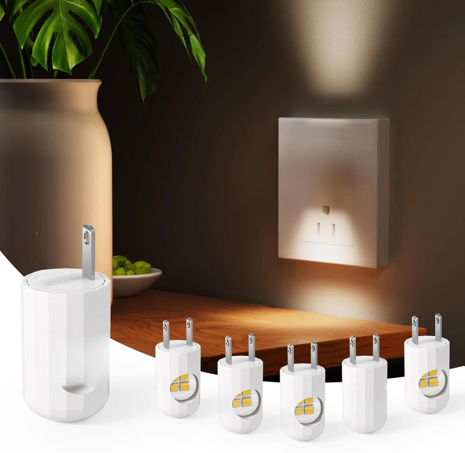 6-Pack LED Night Light Plug-in Wall Outlet Light, Soft White 3000K,Dusk to Dawn Nightlight,Ambient Lighting,Nightlight for Bedroom, Bathroom, Nursery.