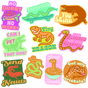 Reptile Sticker Extra Large Stickers for Adults Funny Adhesives with Memes Funny Stickers with Colorful Graphic Decals Sarcastic  Funny Animal  Multi