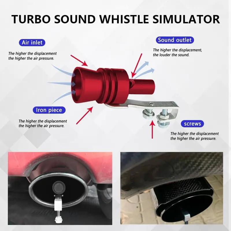 3PCS Car Exhaust Pipe Decorative Whistle, Aluminum Alloy Vehicle Decor Accessory, Universal Fit for Most Cars, Red