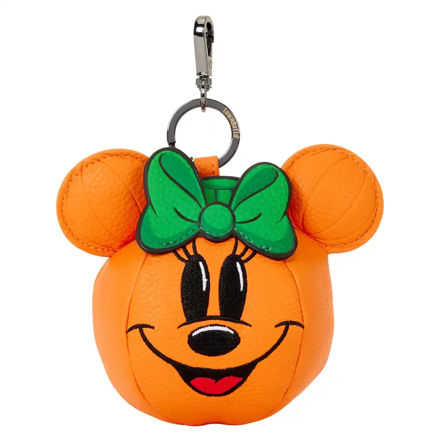 Loungefly PU Leather Minnie Mouse Pumpkin Keychain Charm - Stylish Bag Accessory for Luggage, Handbags
