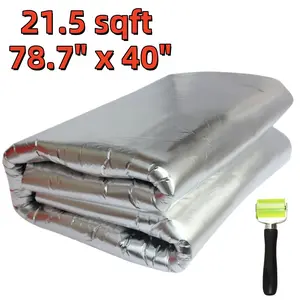 21.5 sqft 78.7" x 40" Thermal Insulation Heat Guard Sound Deadening Foam Self-Adhesive 200CM x 100CM / 6.6FT x 3.3FT, Vehicle Auto Sound Deadener MAT PAD Exhaust Muffler Hood Door Trunk, 39mil/0.4 inch/10mm Thick Single Reflective Foil Insulation Foam