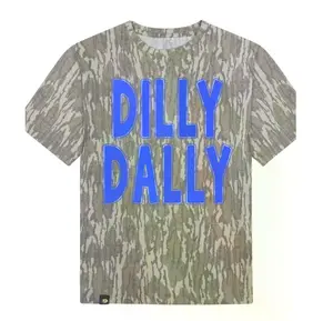 Dilly Dally Blue Puff Print Camo Shirt, Retro 3D Graphic Tee, Streetwear Aesthetic Top, Retro Streetwear Apparel