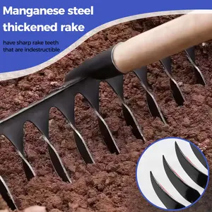 Vaseeka Manganese Steel 10-tine Rake for Soil Loosening & Weeding - Indestructible Sharp Teeth for Garden Work Durable Gardening Tools