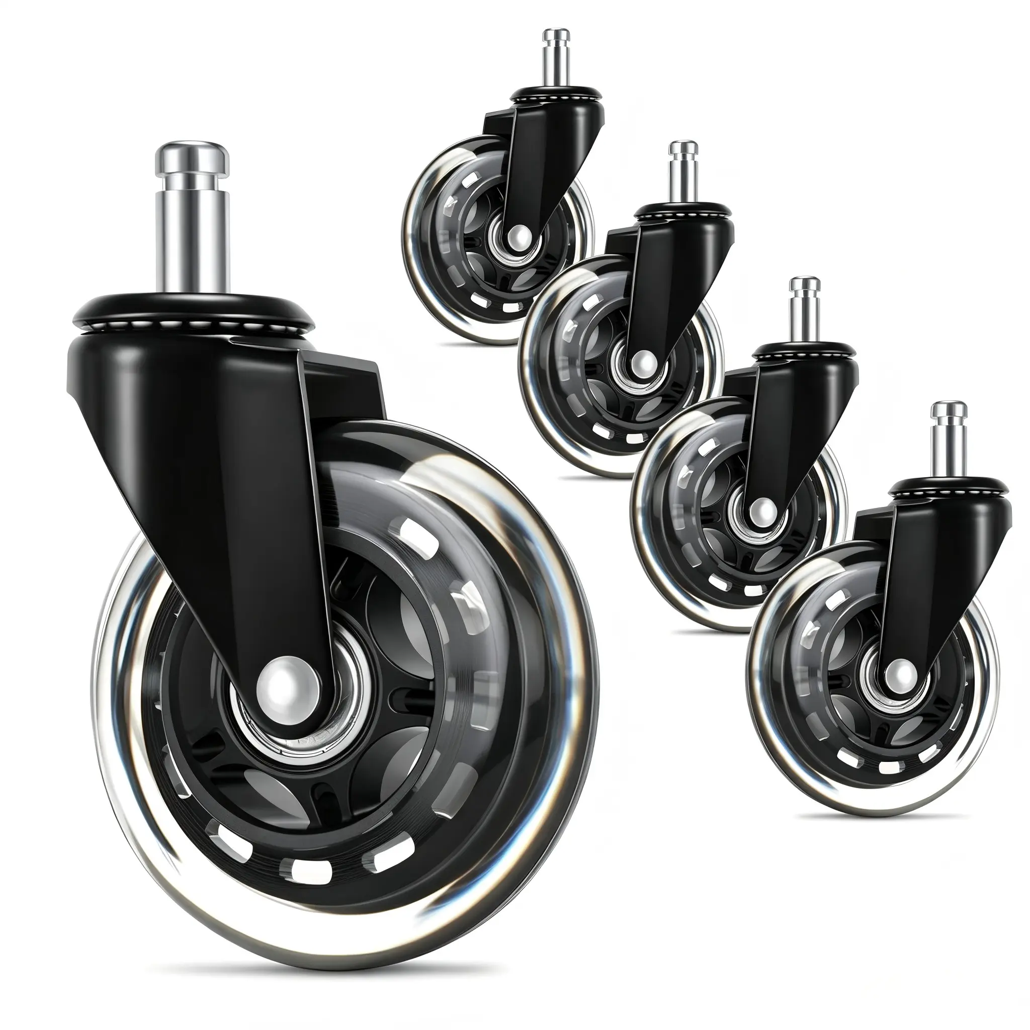 Office Chair Wheels Set with 5 Replacement Rubber Wheels, Heavy-Duty Chair Casters, Noise Free for Most Chairs