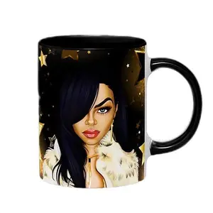 Hip Hop Mug Shots Classic Caricature Ceramic Mug with Color Handle/Rim Coffee Colorful Drinkware Printed Tea