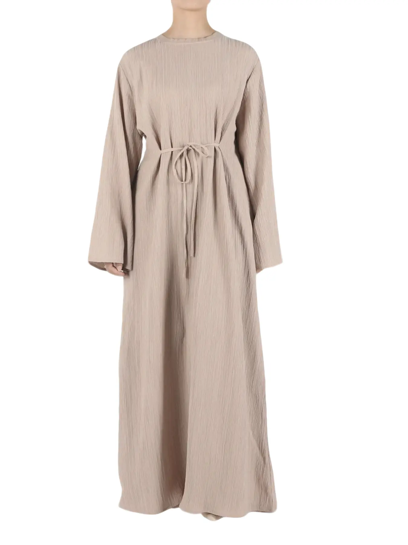 Women's Plain Tie Front Flounce Sleeve Dress, Basic Elegant Minimalist Style Long Sleeve Round Neck Dress for Spring & Fall, Women's Clothing for Dail