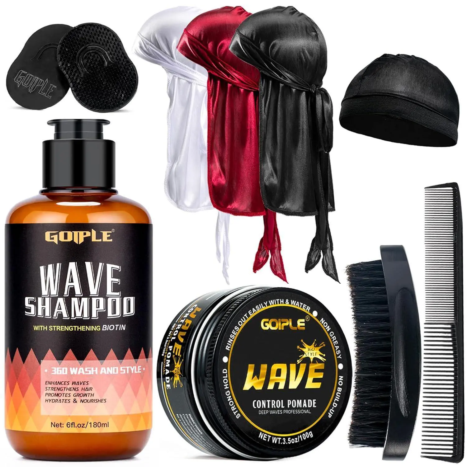 【Deals for You days】Waves Pomade-360 Waves Wash Shampoo Kit -Wave Shampoo for Black Men 360 Wave Shampoo Waves Shampoo Strenghtens Daily Nourishing