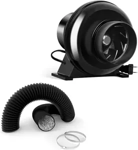 iPower 4" 195 CFM Inline Ventilation Fan with 8ft Aluminum Ducting & 2 Clamps – Quiet Grow Tent Air Circulation Blower