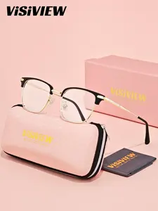 VISIVIEW 1 Piece Unisex Full Frame Plano Glasses，Anti Blue Light Square Frame Plano Glasses , Meticulous Craftsmanship,Reflecting Taste