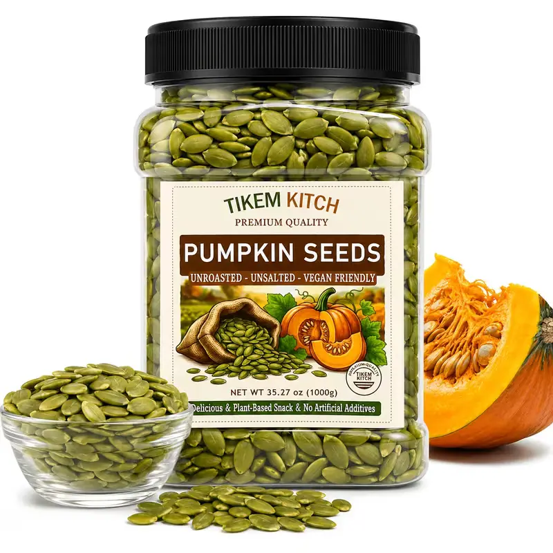 Raw Pumpkin Seeds (Pumpkin Seeds Raw) - Expertly Hulled/Shelled Pepitas, 300g & 10.58oz-35.27oz Bulk Packs, All-Natural, Unsalted, No Artificial Additives, Sugar-Free, Vegan, Mineral-Rich, for Healthy Snacks, Baking