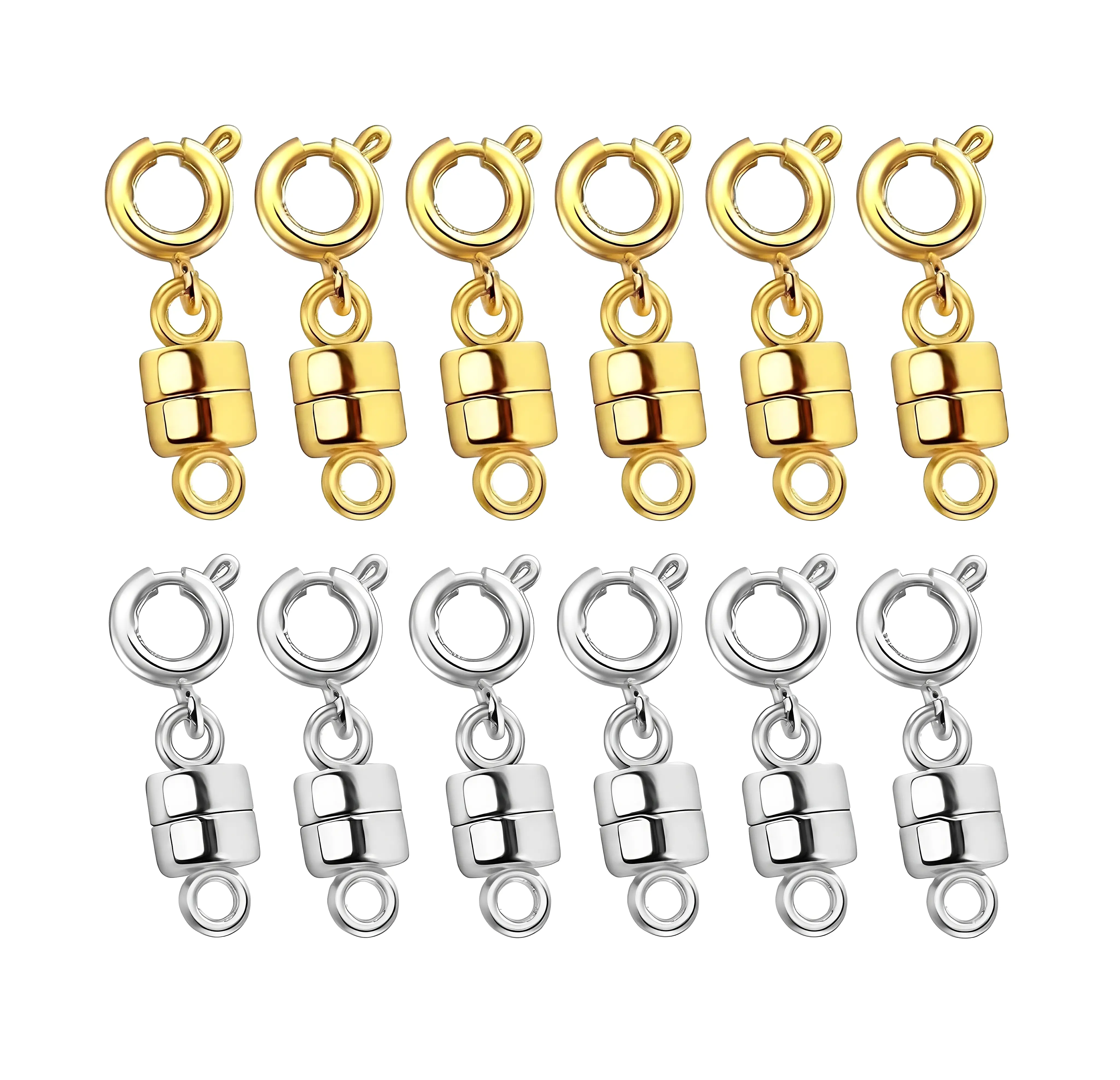 12PCS Set Metal Magnetic Clasps - Gold & Silver Color Options, Quick On/Off Clasp and Closure for DIY Necklace & Bracelet Jewelry Making Accessories, Jewelry Adjusters & Protectors, Metal Clasp, Magnetic Snap, Quick On/Off