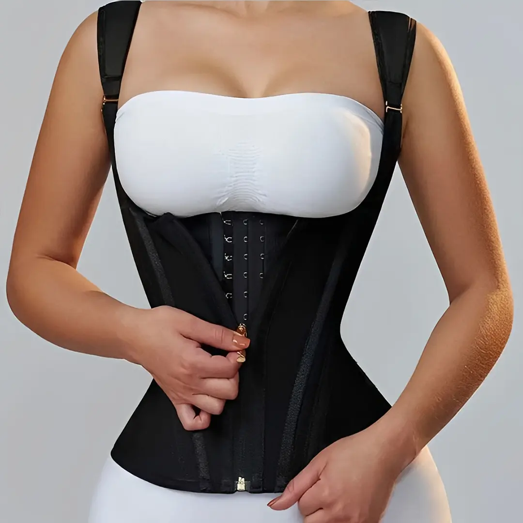 Fajas Colombianas Women Double Compression Waist Trainer Corset with Bone Adjustable Zipper and Hook-eyes Flat Belly Body Shaper Shapewear Womenswear