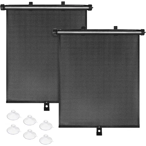 GJANSH Car Window Shades for Side Windows, 2 Pack Retractable Sun Shades for Blocks Heat and UV Rays Glare Protection Breathable Roller Car Window Shade for Baby, Kids, Pets, Passengers