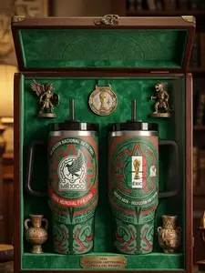 Mexico National Football Team 20oz  40oz Tumbler, 2026 World Cup Inspired Stainless Steel Travel Mug with Handle, Soccer Fan Gift Cup
