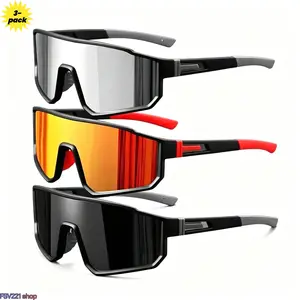 3-Pack Large Frame Polarized Men's Sunglasses, Lightweight Anti-Ultraviolet Athletic Black Wraparound Glasses with Non-Slip Nose Pads for Outdoor Activities, Daily Wear, Polarized Glasses
