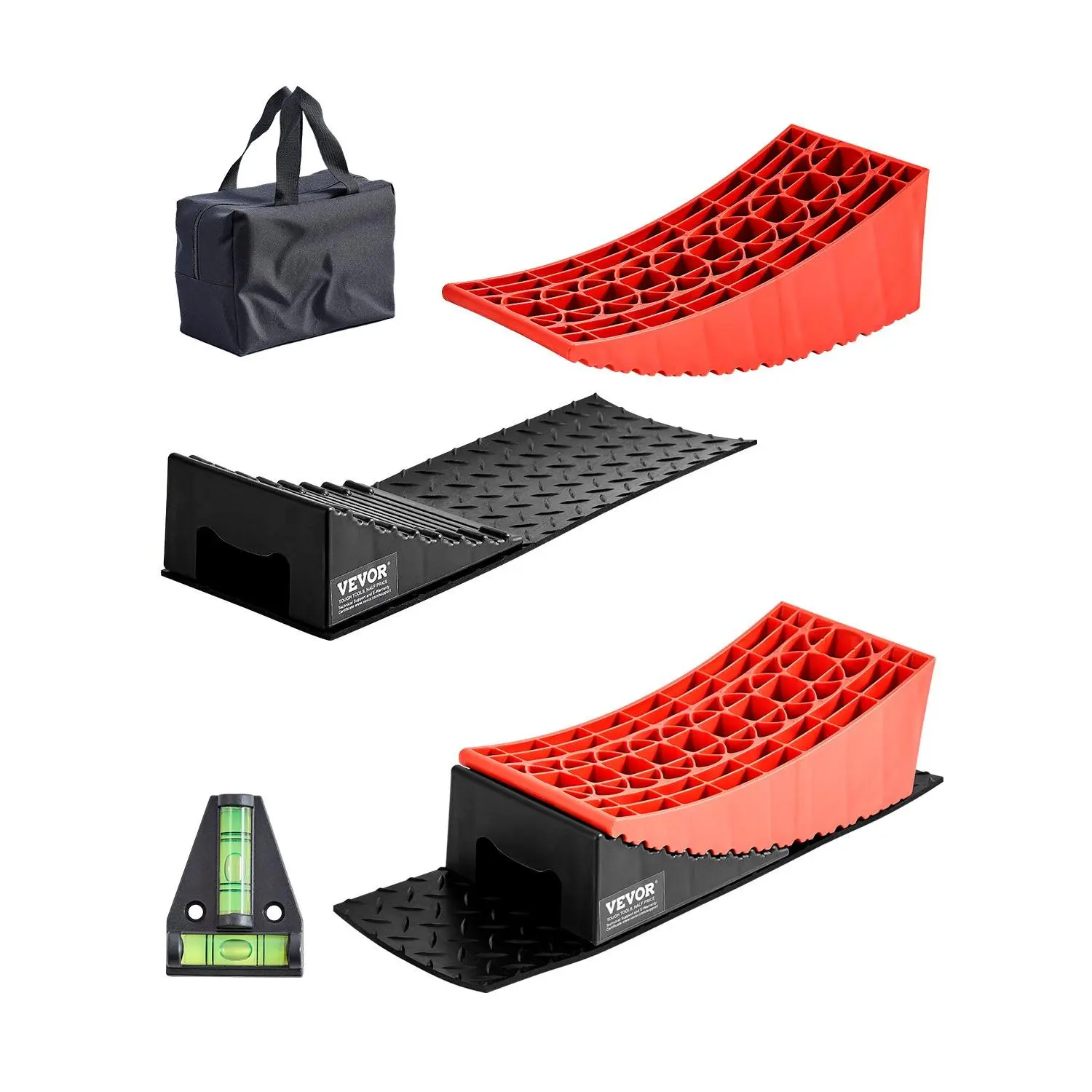 fathersdaygift  VEVOR Camper Levelers, 2 Pcs RV Leveling Blocks, up to 8818.5lbs Camper Wheel Chocks, Max. 4 Leveling Height Heavy Duty Curved Levelers, RV Camper Leveler Kit with Anti-Slip Mat Carrying Bag Level