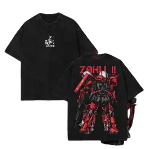 Gundam Mobile Suit Zaku II MS-065 - Gundam Anime Double Side T-Shirt, Unisex Mineral Anime Manga Washed Heavy Cotton T-shirt, Gift For Anime Fan, Anime Lover