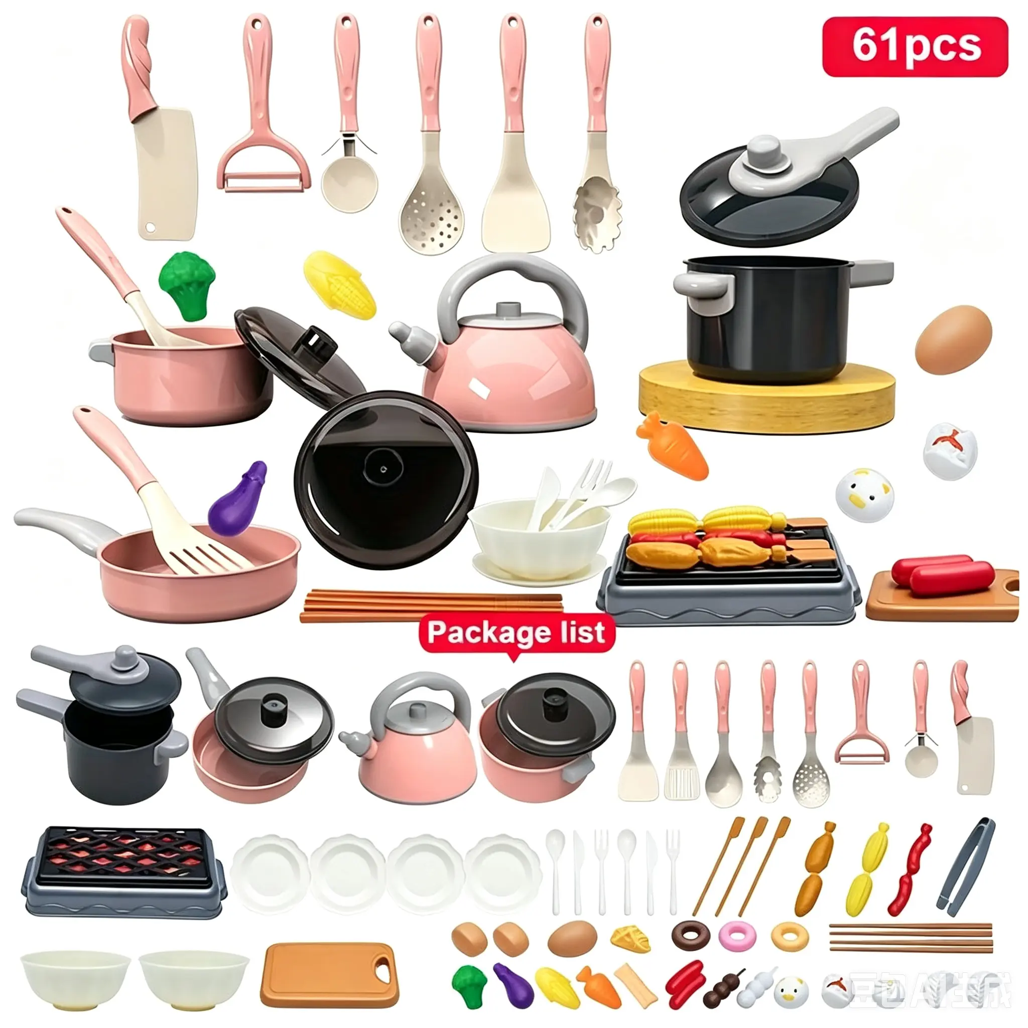 Play House Simulation Mini Kitchen Set, 61pcs/28pcs Youngsters's Simulation Mini Kitchenware Set Pressure Cooker Induction Cooker Cutting Fruit Kitchen Cooking Set Interactive Game Toy