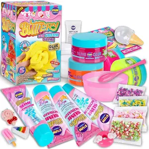 1:1 Buttery Glue Slime Kit for Kids Ages 8-12, FunKidz Ice Cream Slime Making Kits for Girls Toys Includes 19 Pieces Supplies to Make Butter Slime Activity Party Gifts