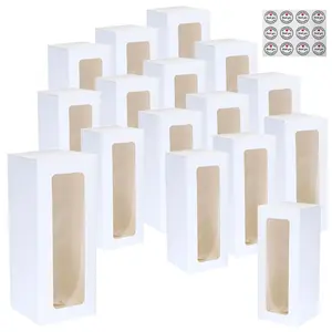 White Gift Boxes, 8.7'x3.15'x3.15' Bakery Pie Boxes With Windows Transparent,Large Cookie box