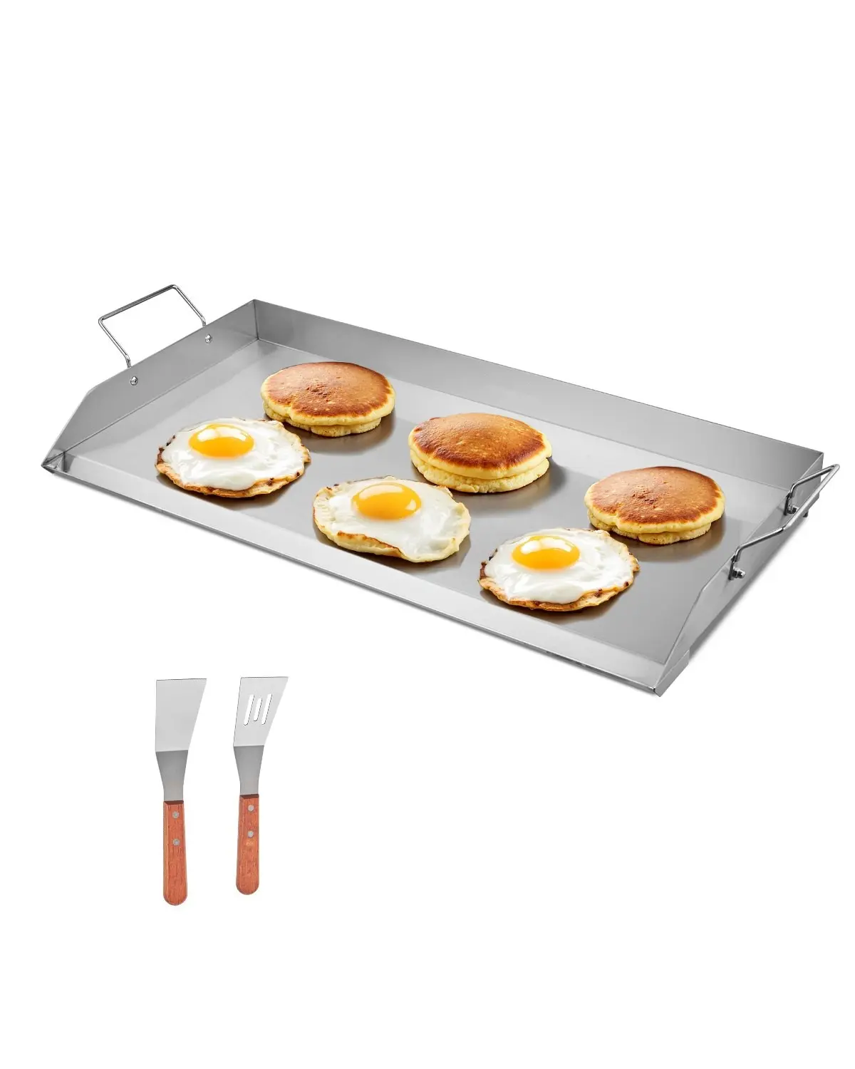 32x16 Inch Flat Top Griddle - Stainless Steel Universal BBQ Grill Pan Cookware For Kitchen, Outdoor, Camping, Heavy Duty Stovetop Griddle - Even Heating, Nonstick Compatible, Durable