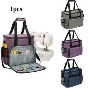 Large Capacity Sewing Machine Storage Bag, Elastic Net Pocket, Portable Shoulder Strap, Fits Brother Singer Machines, Handmade Craft Organizer, Multifunctional Storage Bag, Organizational Zipper Storage, Storage Carrying Bag