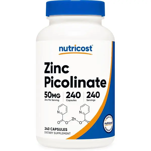 Nutricost Zinc Picolinate 50mg, 240 Vegetarian Capsules - Gluten Free and Non-GMO (240 Caps)