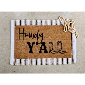 howdy yall doormat, boots off cowboy doormat, texas doormat, ranch welcome doormat, cowboy doormat, western doormat for home decor