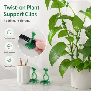 10 Counts, Drill-Free Self-Adhesive Plant Vine and Cable Clips for Wire Arrangement and Smooth Wall Climbing Plant Fixing