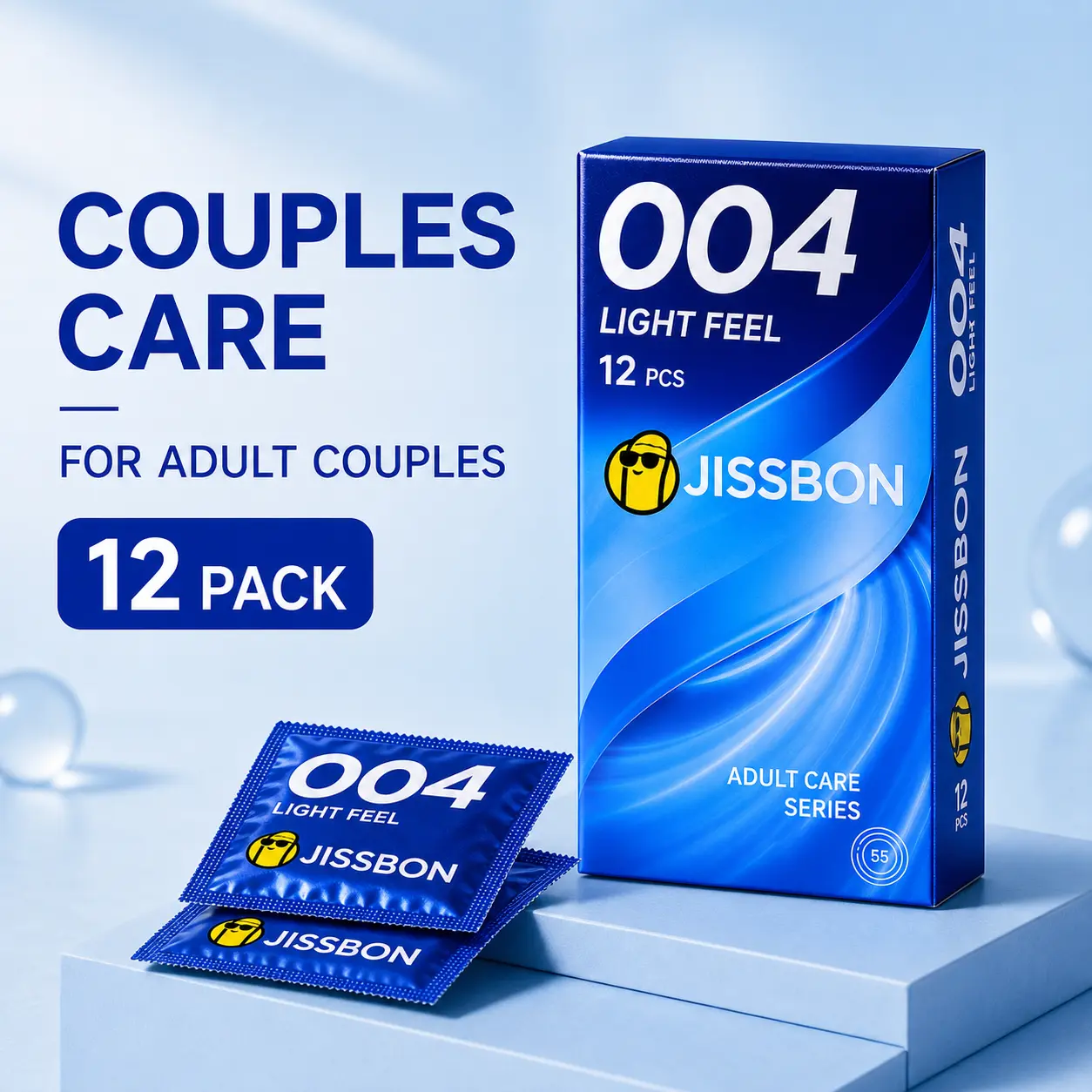 JISSBON Summer Date Night Large Fit Condoms, Ultra Thin Smooth Lubricated Latex Condoms with Reservoir Tip, Comfortable Condoms for Men, 24 Count