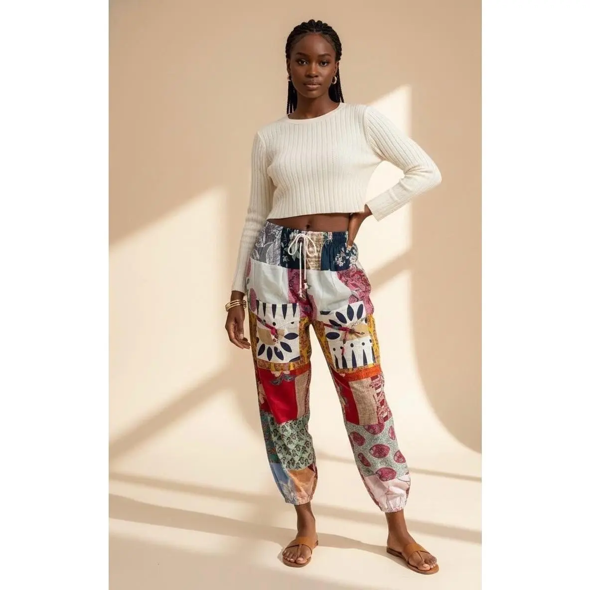 Women's Patchwork Harem Pants, Colorful Yoga Pants, Boho Hippie Pants, Festival Clothing, Wide Leg Lounge Pants, Casual Travel Pants