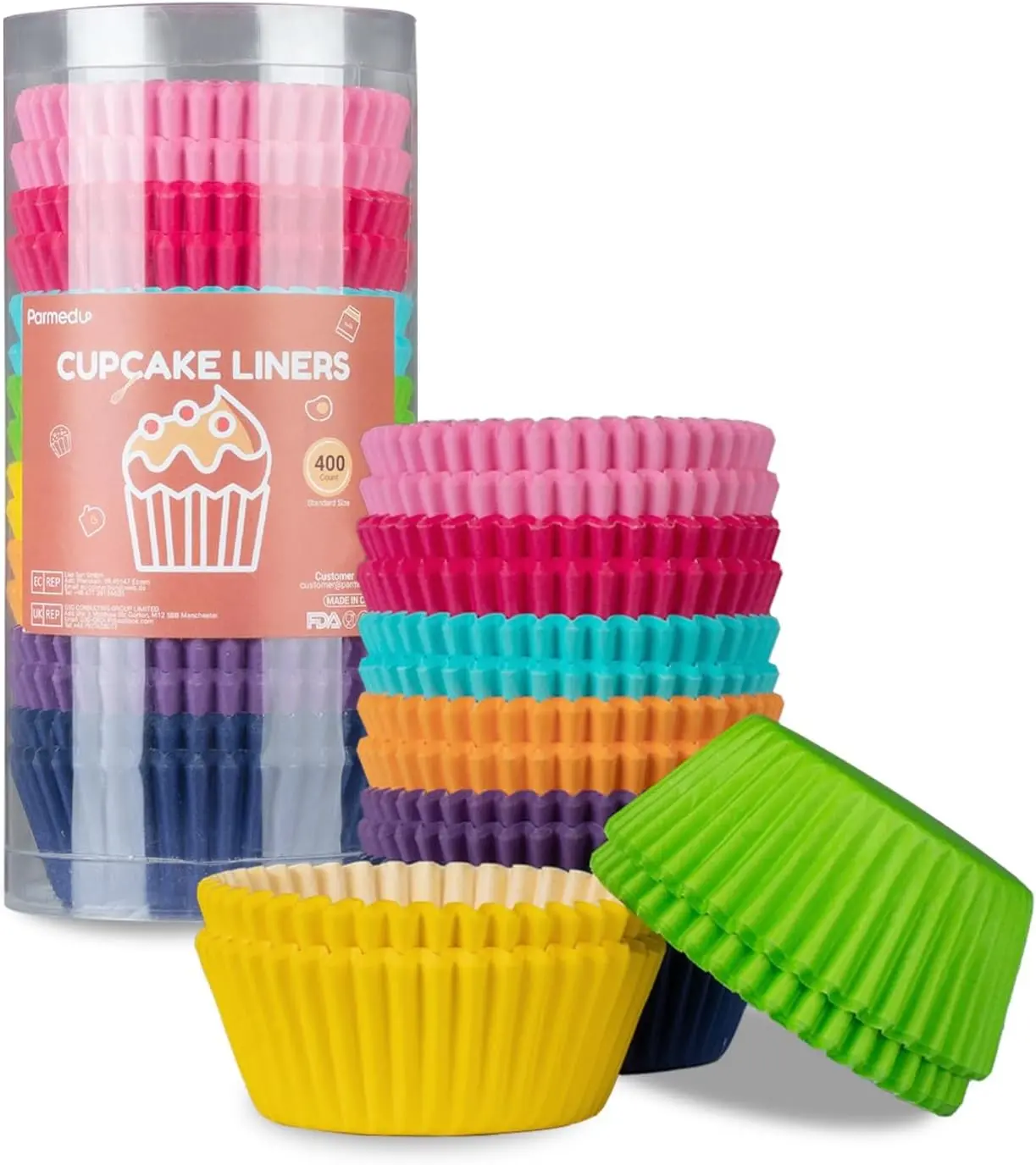 400pcs Standard Size 2 Inches Paper Cupcake Liners 8 Rainbow Colors Baking Cups Muffin Liners Cupcake Wrappers Model BK008