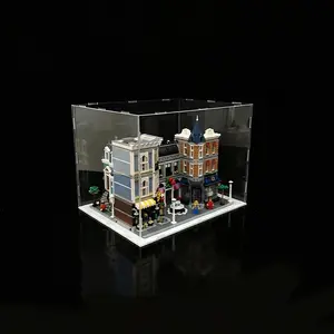 Clear Acrylic Simple Self-Assembly Display Box with White Base, Removable Figures Toys Props Display Riser Stand, Cube Countertop Decorative Storage Box for Home Organization, 40*30*30cm(Model not included)