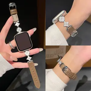 Lucky Four-Leaf Clover Apple Smartwatch Band, Fits All Apple Watch Models 1/2/3/4/5/6/7/8/9/10/se/ultra, Fashion Creative Accessory, Smart Watch Straps