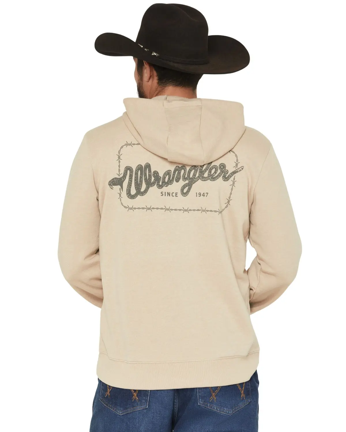 Wrangler Men's Men'S Boot Barn Barbed Wire Logo Graphic Hooded Sweatshirt - 112375738