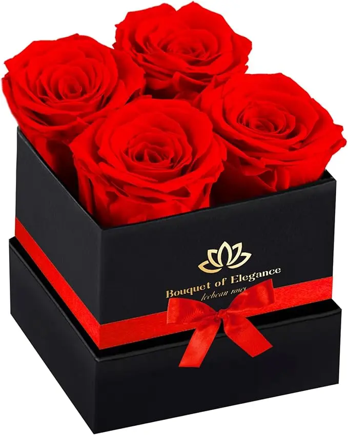 Forever Flowers Roses in A Box,Real Preserved Flowers,Preserved Roses,Preserved Flowers for Delivery,Forever Flower Gifts for Women/Men/Mom,Flowers for Mothers Day,Valentine's Day Rose Gifts,Red