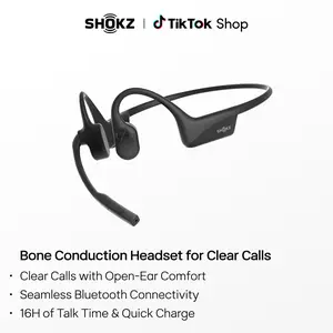 SHOKZ OpenComm2 - Open-Ear Bone Conduction Headphones, Wireless Bluetooth Computer Headsets with Noise Canceling Mic and Mute Button for Work, Call, Meeting, 16 Hours Talk Time for Mobile & PC, Black