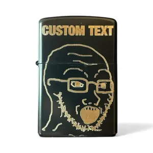 Custom Text Wojack Refillable Flip Lighter (No Oil) - Full Metal - Windproof - Durable