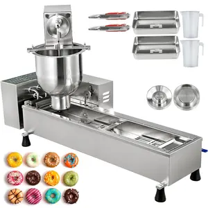 Father's Day Gift VEVOR 110V Commercial Automatic Donut Making Machine, Single Row Auto Doughnut Maker, 7L Hopper Donut Maker with 3 Sizes Molds, Doughnut Fryer, 304 Stainless Steel Auto Donut