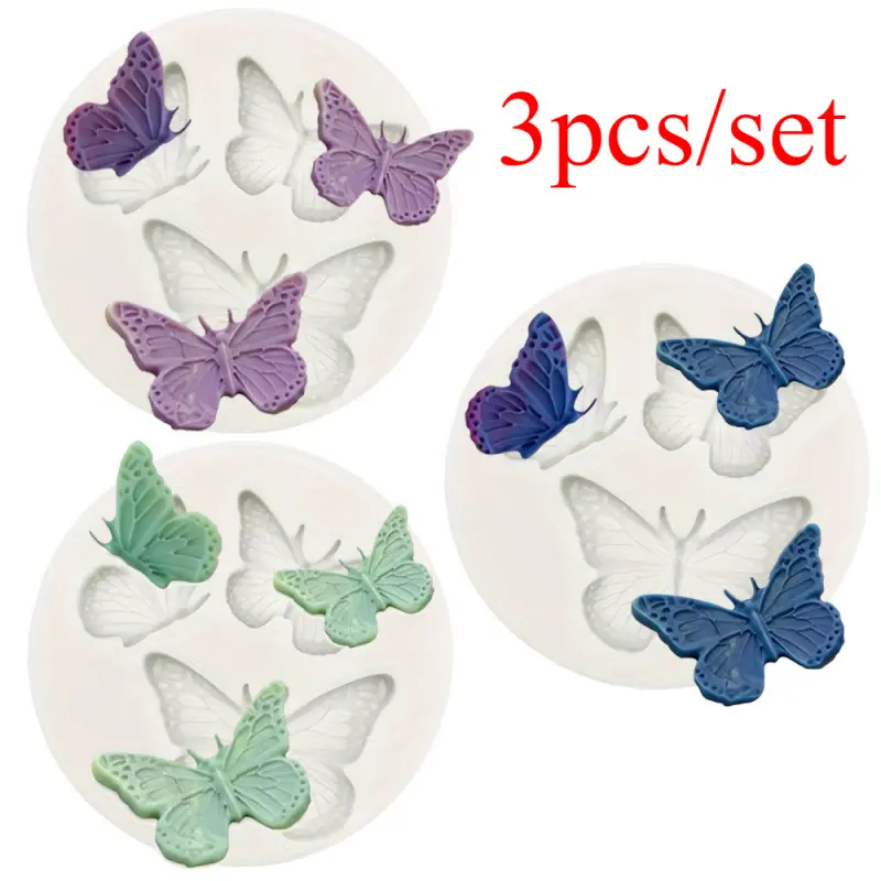 3 pieces of butterfly candle making supplies silicone mold for crafts with 3 holes butterfly shaped resin clay metal casting DIY insect resin soap molds home decoration creative craft enthusiast gift Handmade Soap Making Handmade Crafts