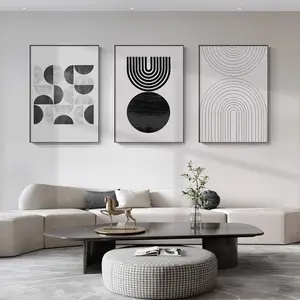 3pcs Living Room Decorative Paintings, Sofa Background Wall Art, Modern Luxurious Simple Abstract Wall Decoration, Unframed