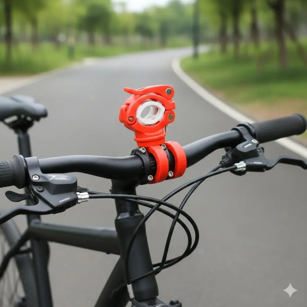 Universal Adjustable Bike Flashlight Mount with Quick Release Anti-Shock Clip Multi Angle Lighting for Mountain Road Bikes Motorcycle Anti Slip Stable Metal Holder Portable Safety Cycling Gear
