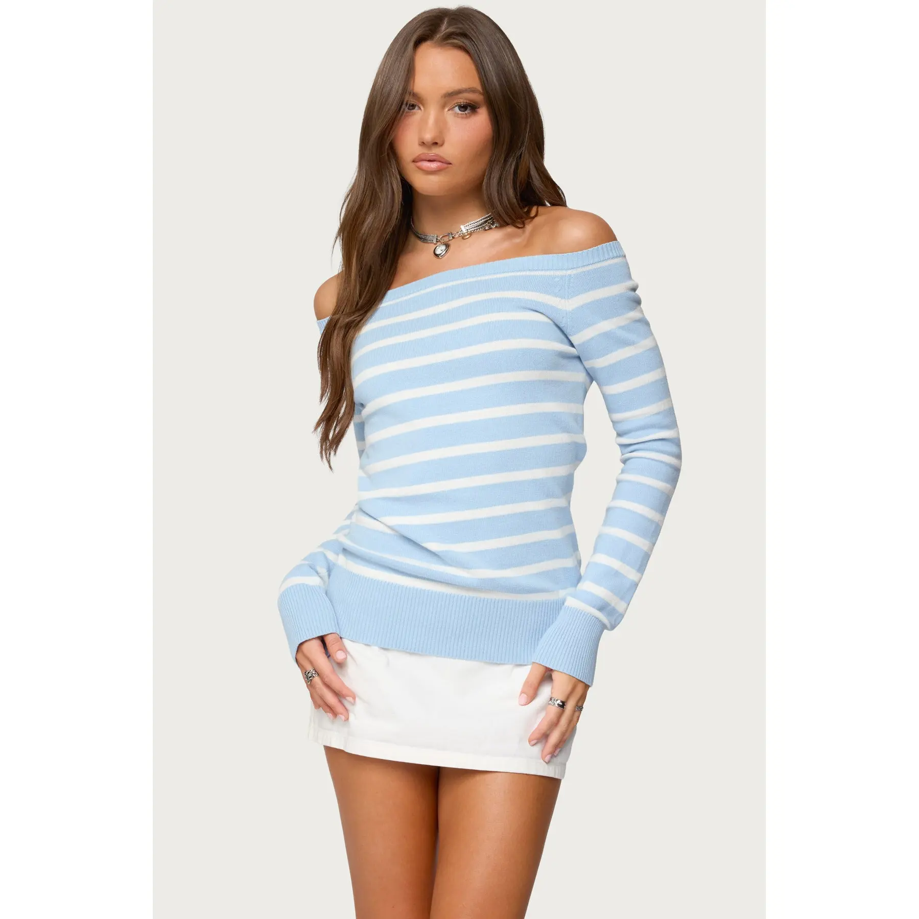 Lori Striped Off Shoulder Sweater