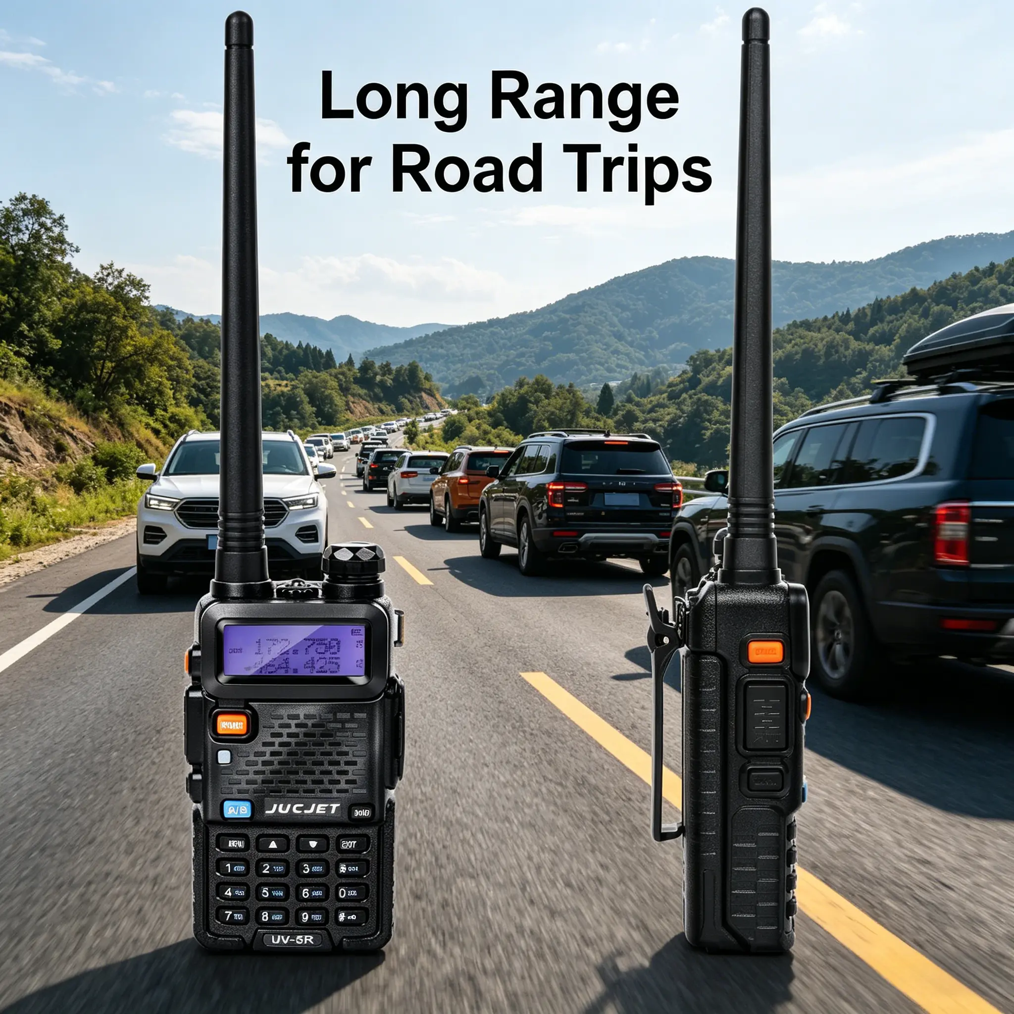 Hands-Free Communication: JUCJET UV-5RH Pro Bluetooth Two Way Radio, Handheld Transceiver with 1-Key Pairing, Perfect for Road Trip, Fast Shipping