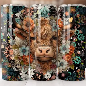 Cow + florals | 20oz sublimation tumbler transfer print out tumblers