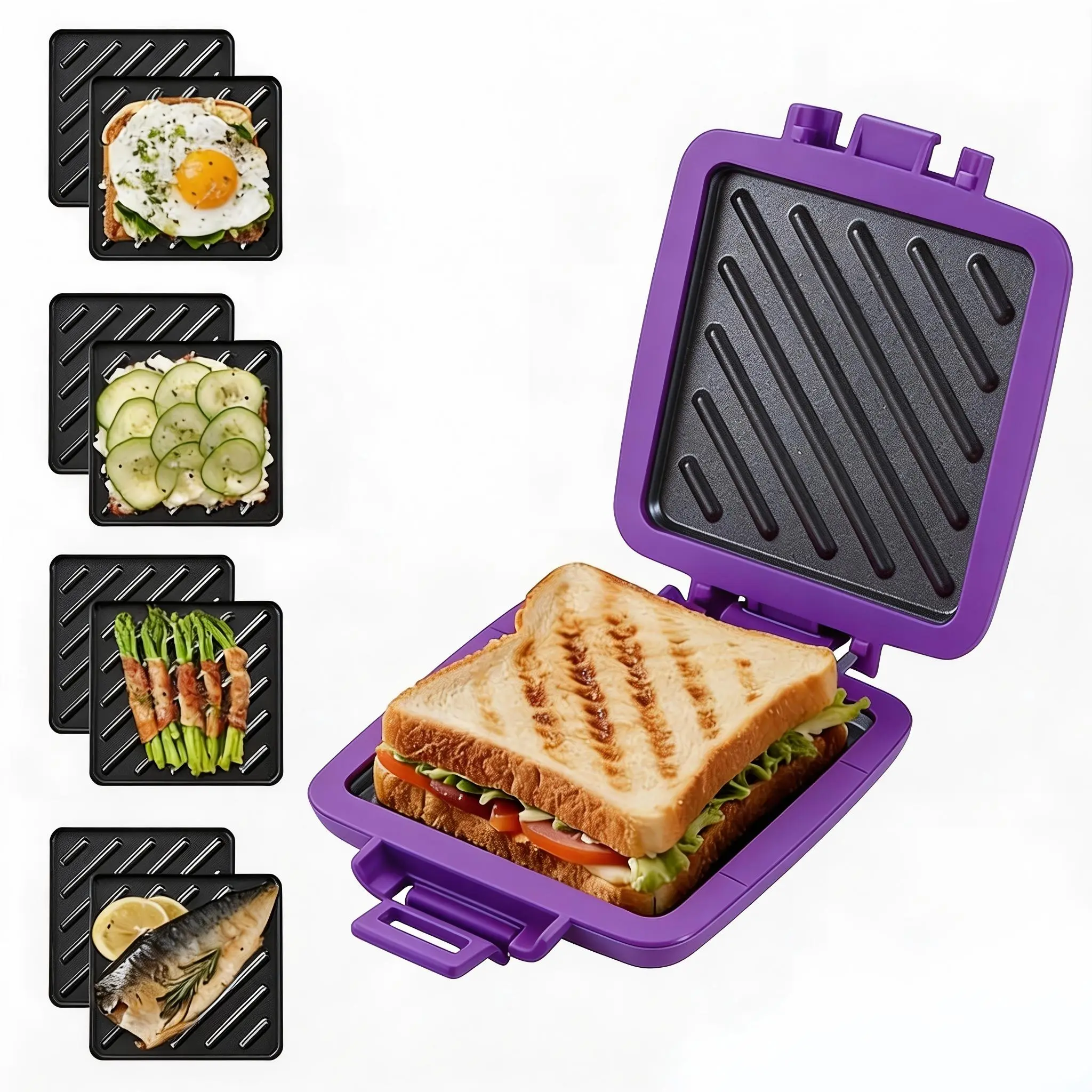 Thick Non-Stick Microwave Barbecue Grill Pan - 3-Minute Grilled Cheese & Panini Maker, Dishwasher Safe Kitchen Cookware for Home Use