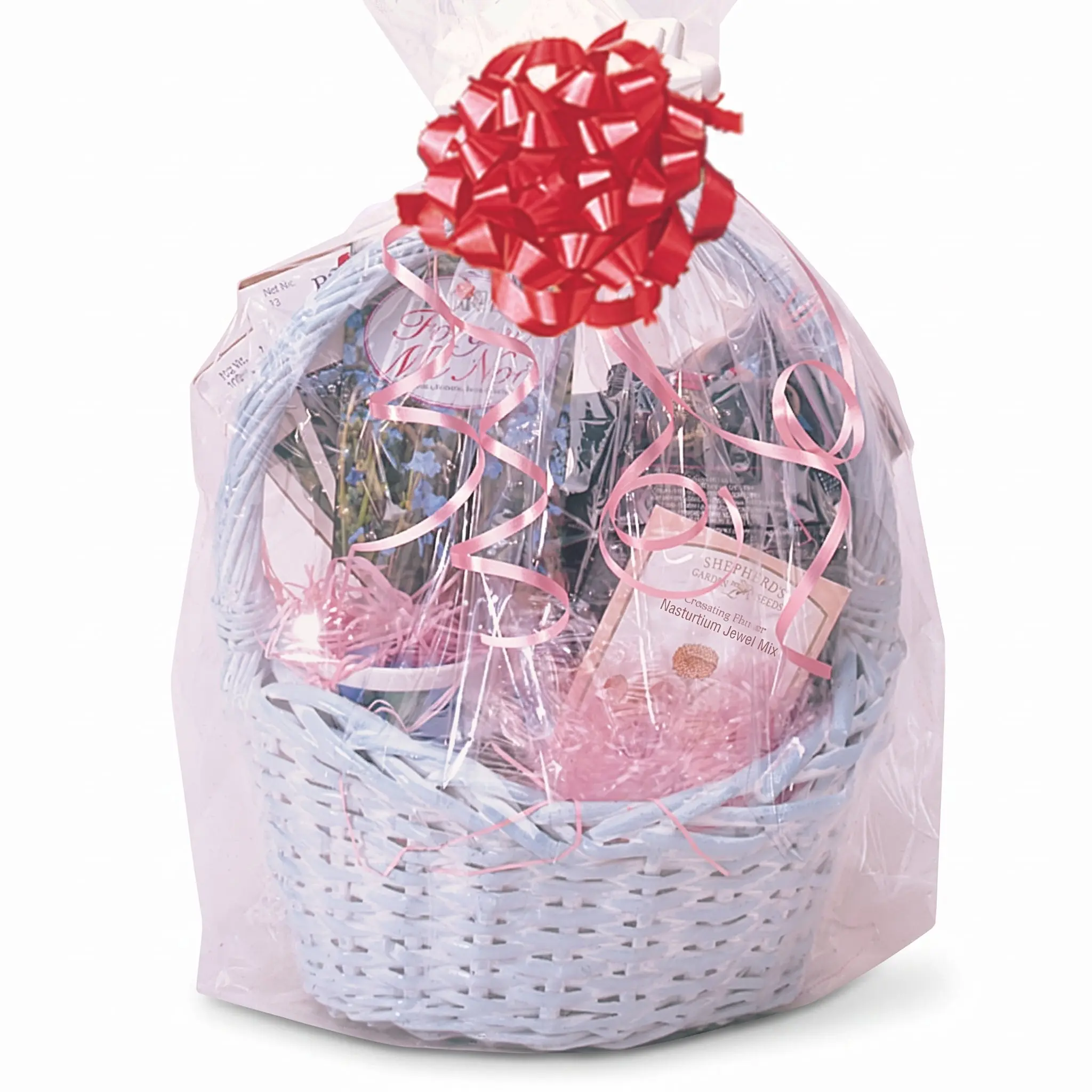 Clear Cello Shrink Wrap Basket Bag - Professional Gift Presentation