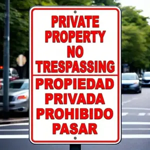 Aluminum No Trespassing Private Property Warning Sign Bilingual English Spanish Durable Alloy Metal for Indoor and Outdoor Use Yard Sign Garden Sign Porch Sign