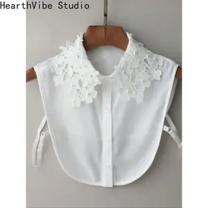 2026 Women's Detachable Lace Collar Floral Embroidered Beaded Fake Collar Elegant Vintage Layering Accessory for Sweaters Coats Dresses Winter Outfits Daily Wear SpringStatements